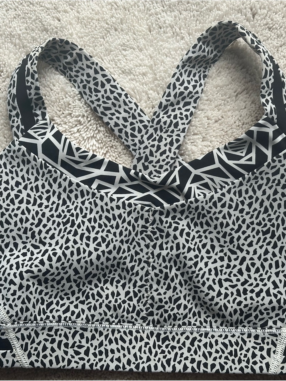 lululemon athletica Black & White Animal Print Sports Bra with Nude Lining